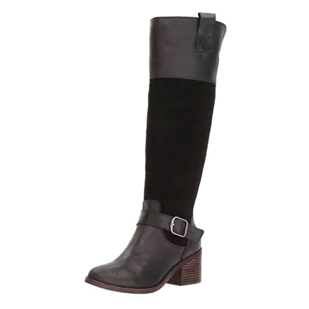 Lucky Brand Kailan Black Leather & Suede Knee High Equestrian Boots Size 10 M